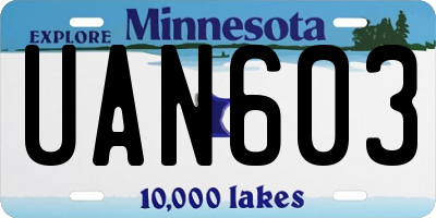 MN license plate UAN603