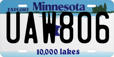 MN license plate UAW806