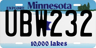 MN license plate UBW232