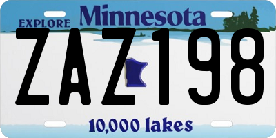 MN license plate ZAZ198