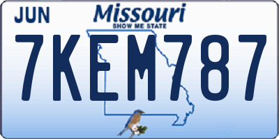 MO license plate 7KEM787