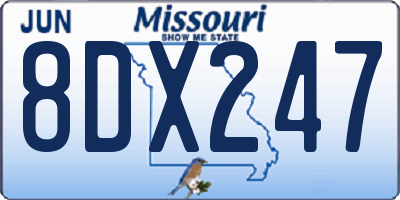 MO license plate 8DX247