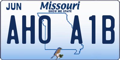 MO license plate AH0A1B
