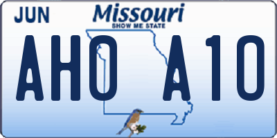 MO license plate AH0A1O