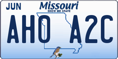 MO license plate AH0A2C