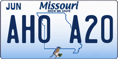 MO license plate AH0A2O