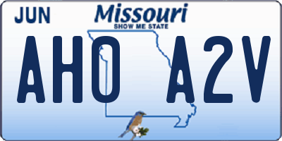 MO license plate AH0A2V