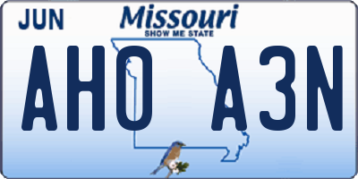 MO license plate AH0A3N