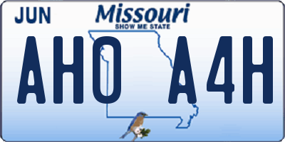 MO license plate AH0A4H