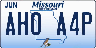 MO license plate AH0A4P