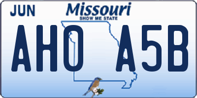 MO license plate AH0A5B