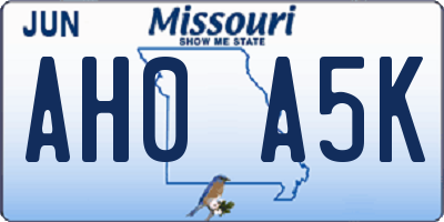MO license plate AH0A5K