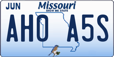 MO license plate AH0A5S