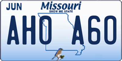MO license plate AH0A6O