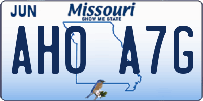 MO license plate AH0A7G