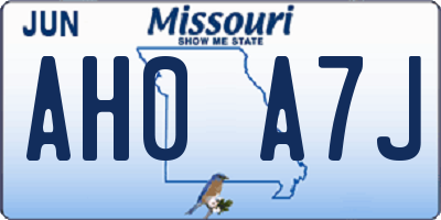 MO license plate AH0A7J