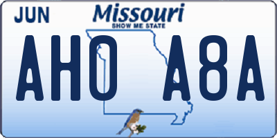 MO license plate AH0A8A