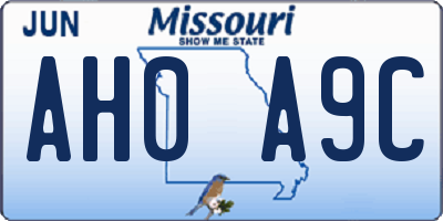MO license plate AH0A9C