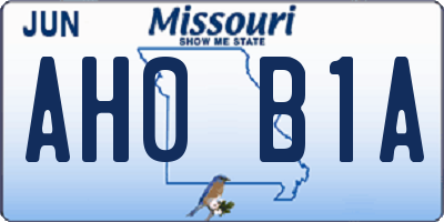 MO license plate AH0B1A