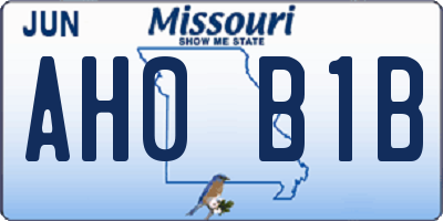 MO license plate AH0B1B