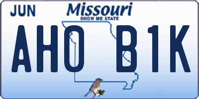 MO license plate AH0B1K