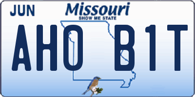 MO license plate AH0B1T