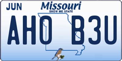 MO license plate AH0B3U