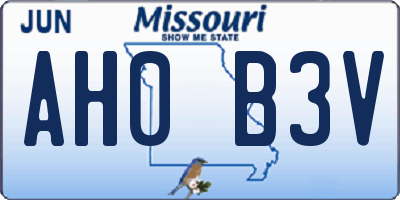 MO license plate AH0B3V