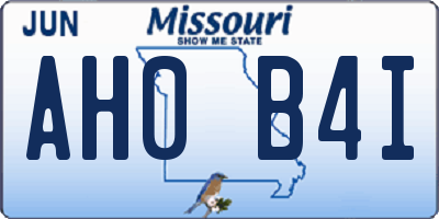 MO license plate AH0B4I