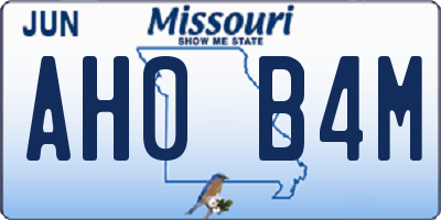 MO license plate AH0B4M
