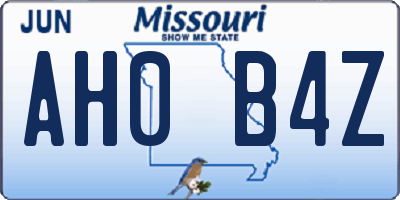 MO license plate AH0B4Z