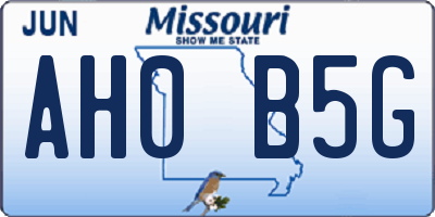 MO license plate AH0B5G