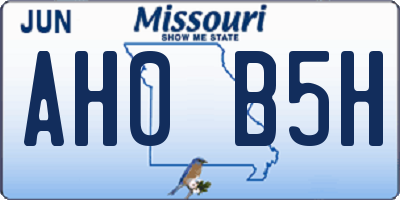 MO license plate AH0B5H