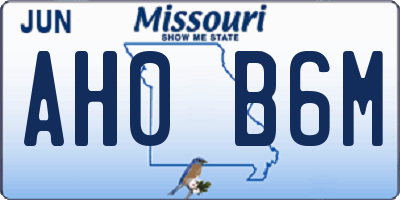 MO license plate AH0B6M