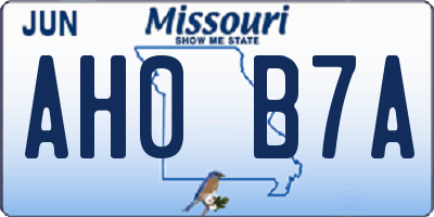 MO license plate AH0B7A