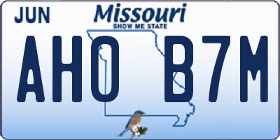 MO license plate AH0B7M