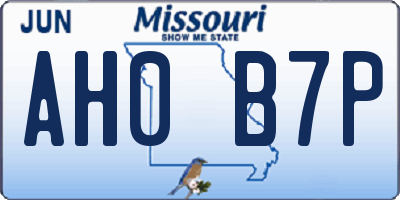 MO license plate AH0B7P
