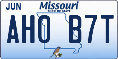 MO license plate AH0B7T