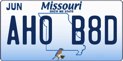 MO license plate AH0B8D