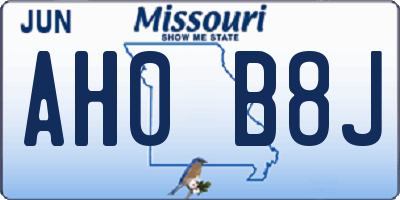 MO license plate AH0B8J