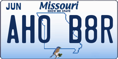 MO license plate AH0B8R