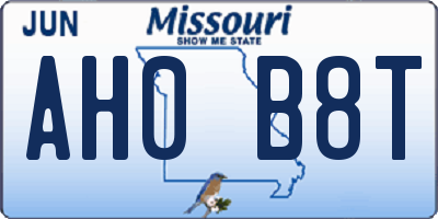 MO license plate AH0B8T