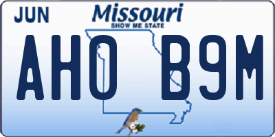 MO license plate AH0B9M