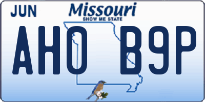 MO license plate AH0B9P