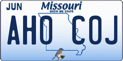 MO license plate AH0C0J