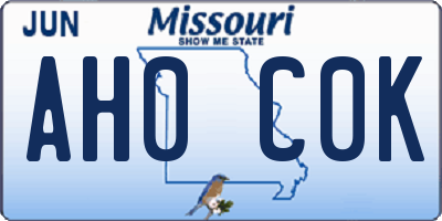 MO license plate AH0C0K