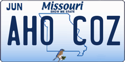 MO license plate AH0C0Z