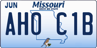 MO license plate AH0C1B
