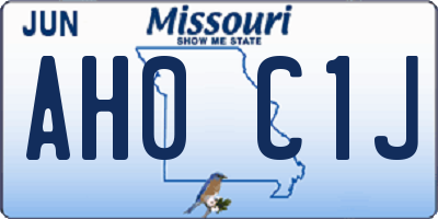 MO license plate AH0C1J