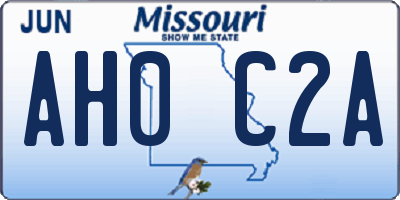 MO license plate AH0C2A